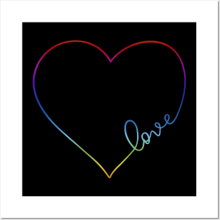 Rainbow Love Heart Pride Design Posters and Art